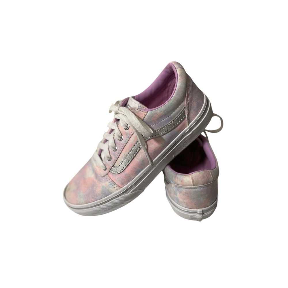 Vans Ward Low Top Sneakers Kids Size 4 Pink Tie Dye Canvas Lace Up Shoes Skate